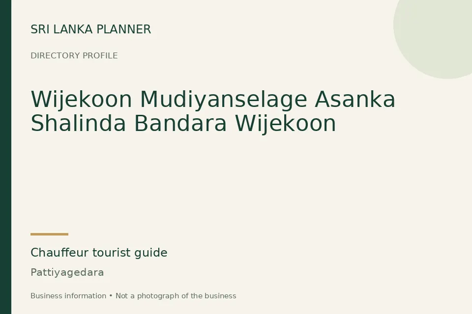 Directory cover for Wijekoon Mudiyanselage Asanka Shalinda Bandara Wijekoon in Pattiyagedara, Sri Lanka