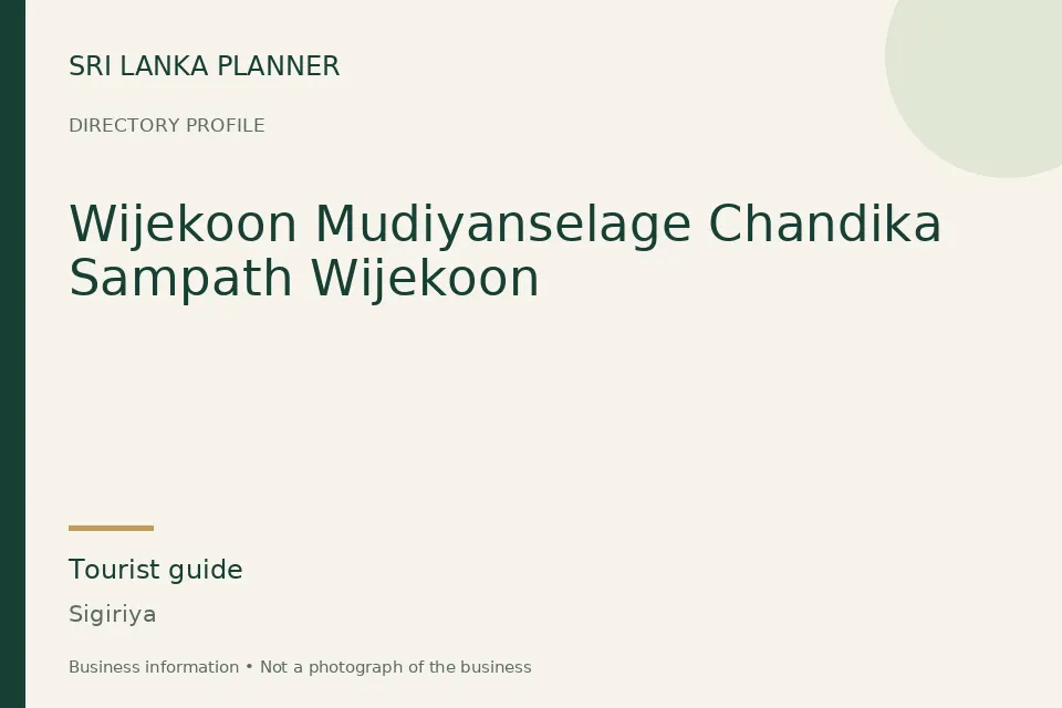 Directory cover for Wijekoon Mudiyanselage Chandika Sampath Wijekoon in Sigiriya, Sri Lanka