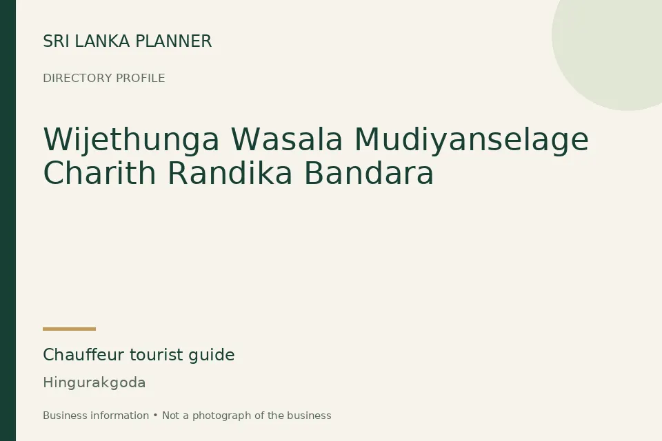 Directory cover for Wijethunga Wasala Mudiyanselage Charith Randika Bandara in Hingurakgoda, Sri Lanka