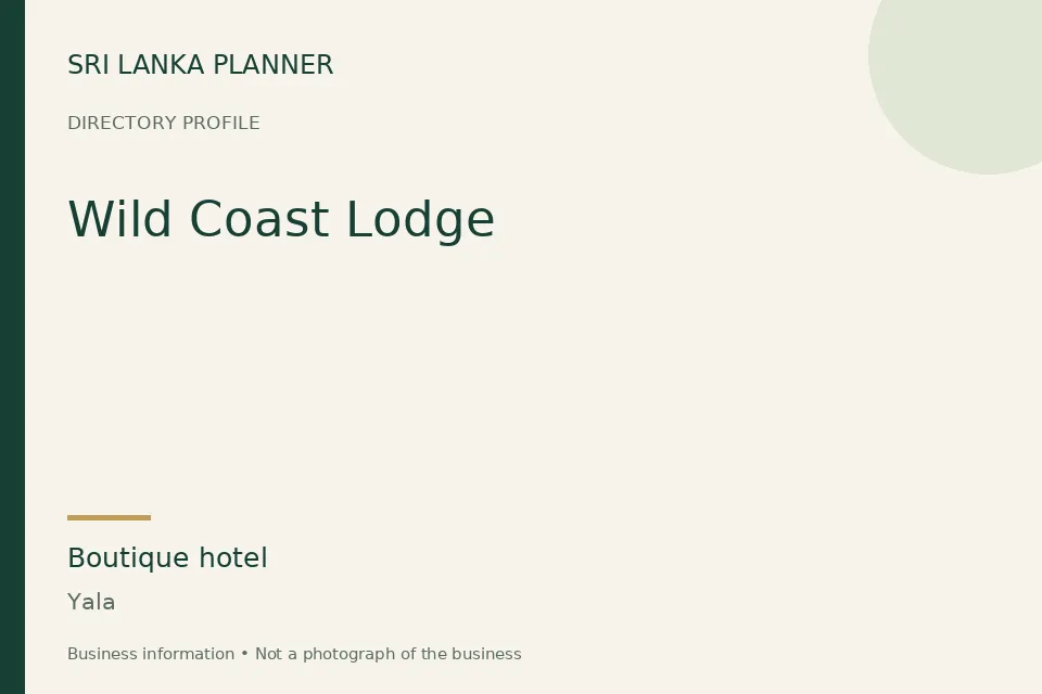 Directory cover for Wild Coast Lodge in Yala, Sri Lanka