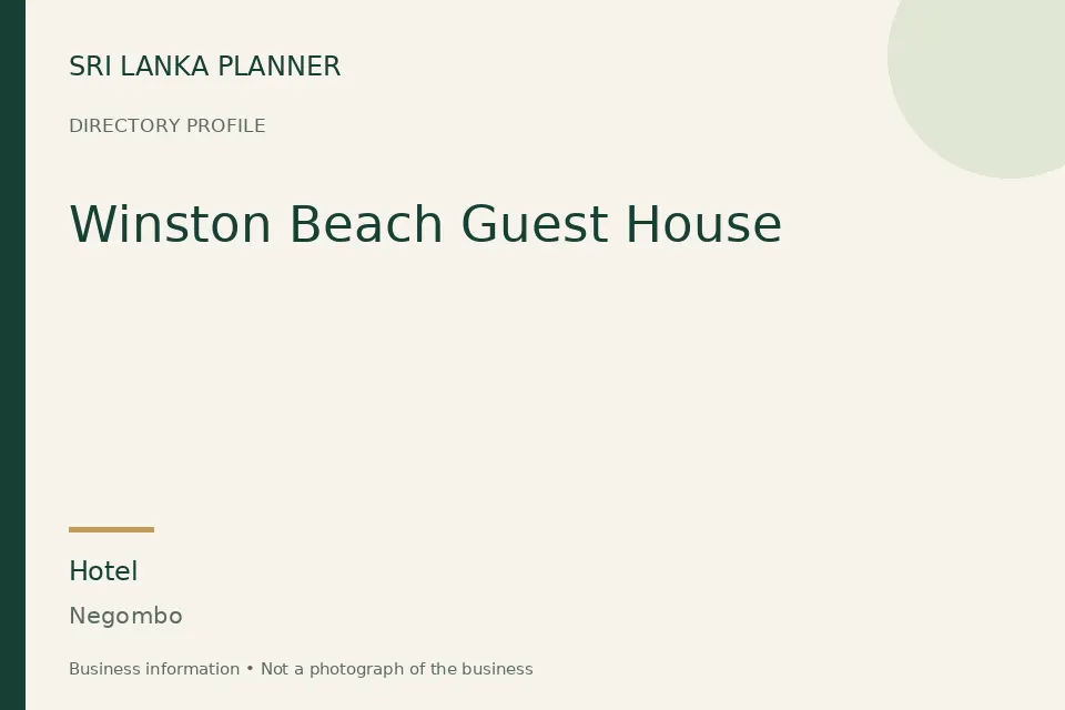 Directory cover for Winston Beach Guest House in Negombo, Sri Lanka