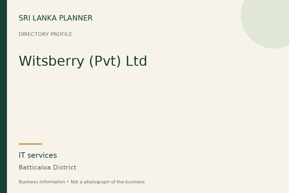 Directory cover for Witsberry (Pvt) Ltd in Batticaloa District, Sri Lanka