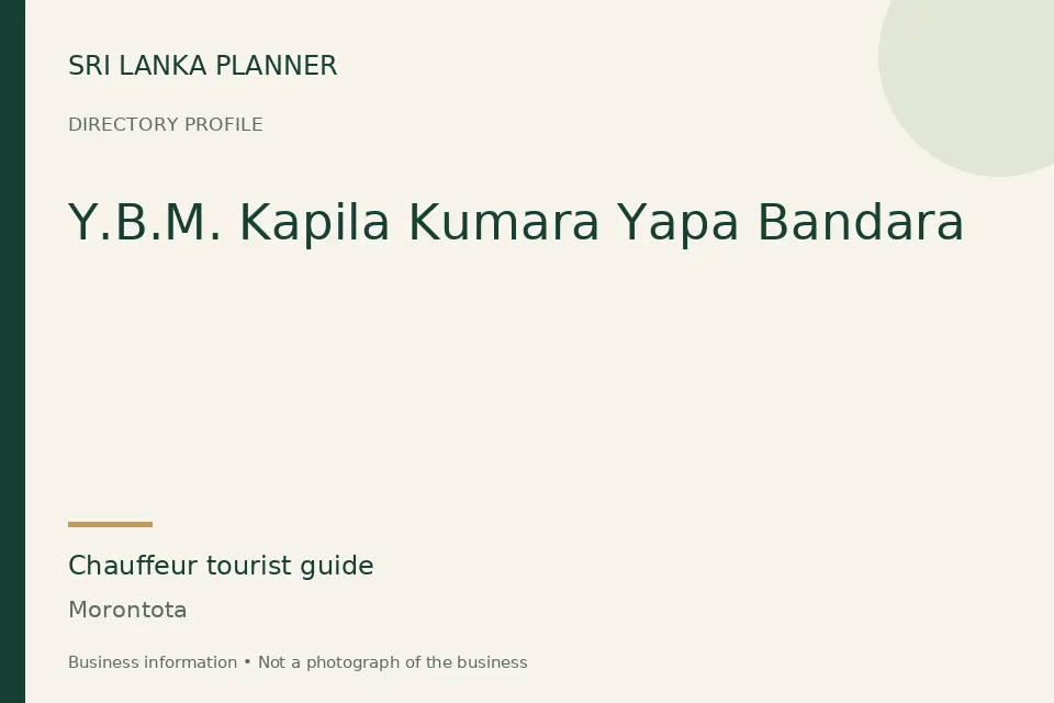 Directory cover for Y.B.M. Kapila Kumara Yapa Bandara in Morontota, Sri Lanka