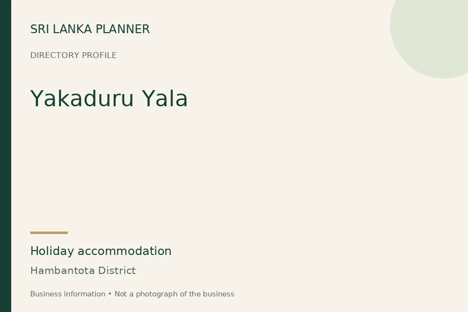 Directory cover for Yakaduru Yala in Hambantota District, Sri Lanka