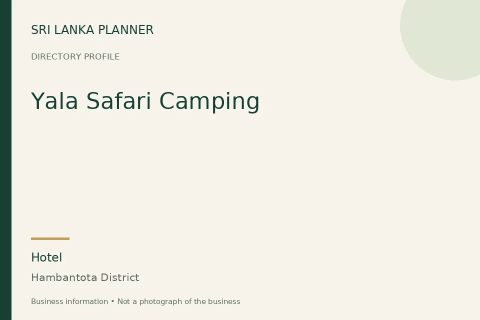 Directory cover for Yala Safari Camping in Hambantota District, Sri Lanka
