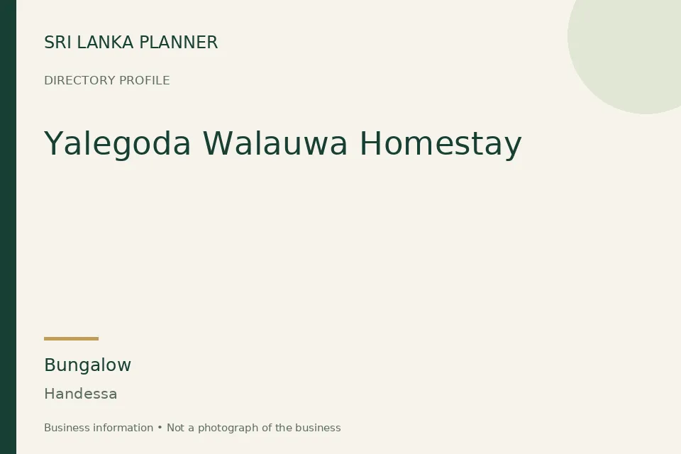Directory cover for Yalegoda Walauwa Homestay in Handessa, Sri Lanka