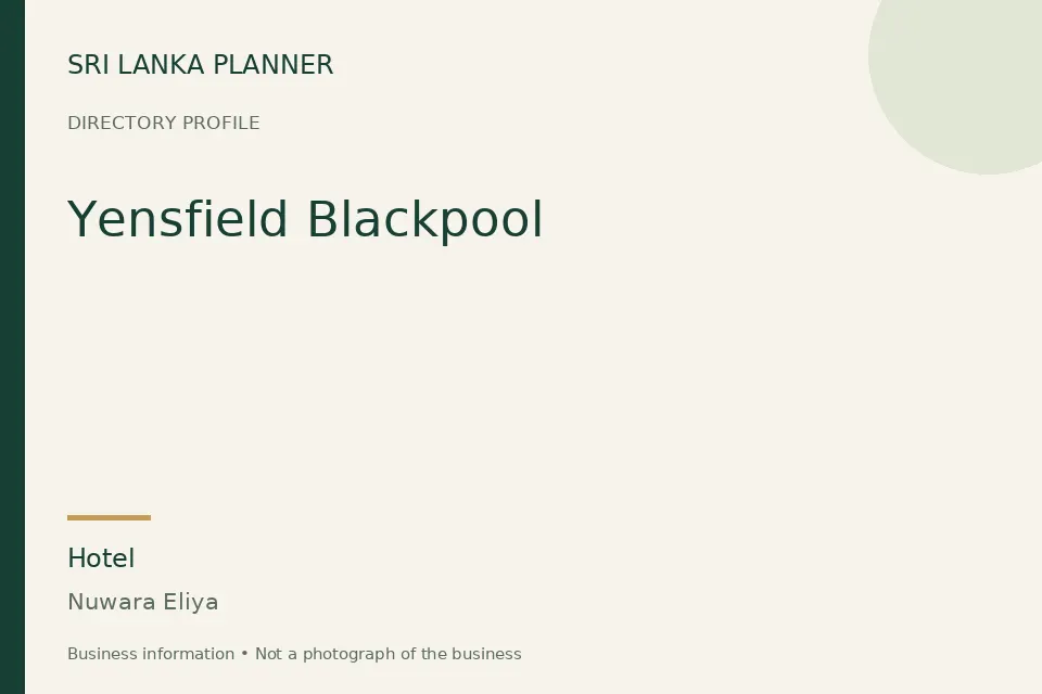 Directory cover for Yensfield Blackpool in Nuwara Eliya, Sri Lanka