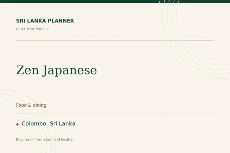 Directory cover for Zen Japanese in Colombo, Sri Lanka, showing the business name and category.