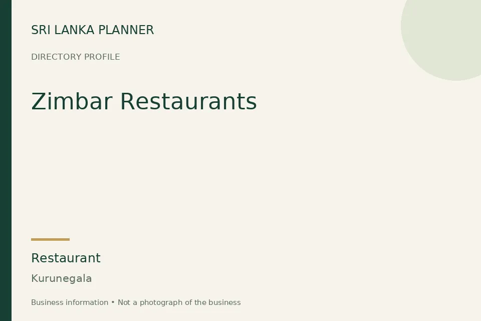 Directory cover for Zimbar Restaurants in Kurunegala, Sri Lanka